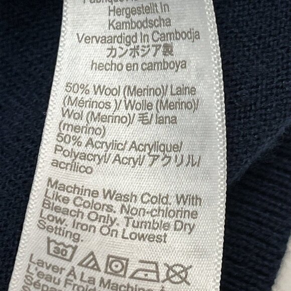 J Crew Mens L Merino Wool Blend Sweater Blue 1/4 Zip Mock Ribbed Neck Pullover‎ - Picture 5 of 5